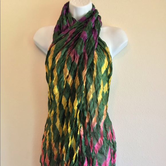 New Dark Green Striped Beach Scarf Wrap Pareo - Picture 2 of 10